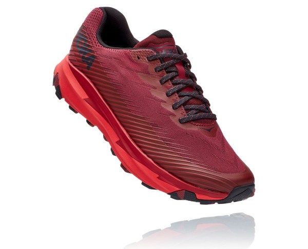 Hoka One One Torrent 2 Mens UK - Dark Brown / Red Trail Running Shoes - OYQGM4302